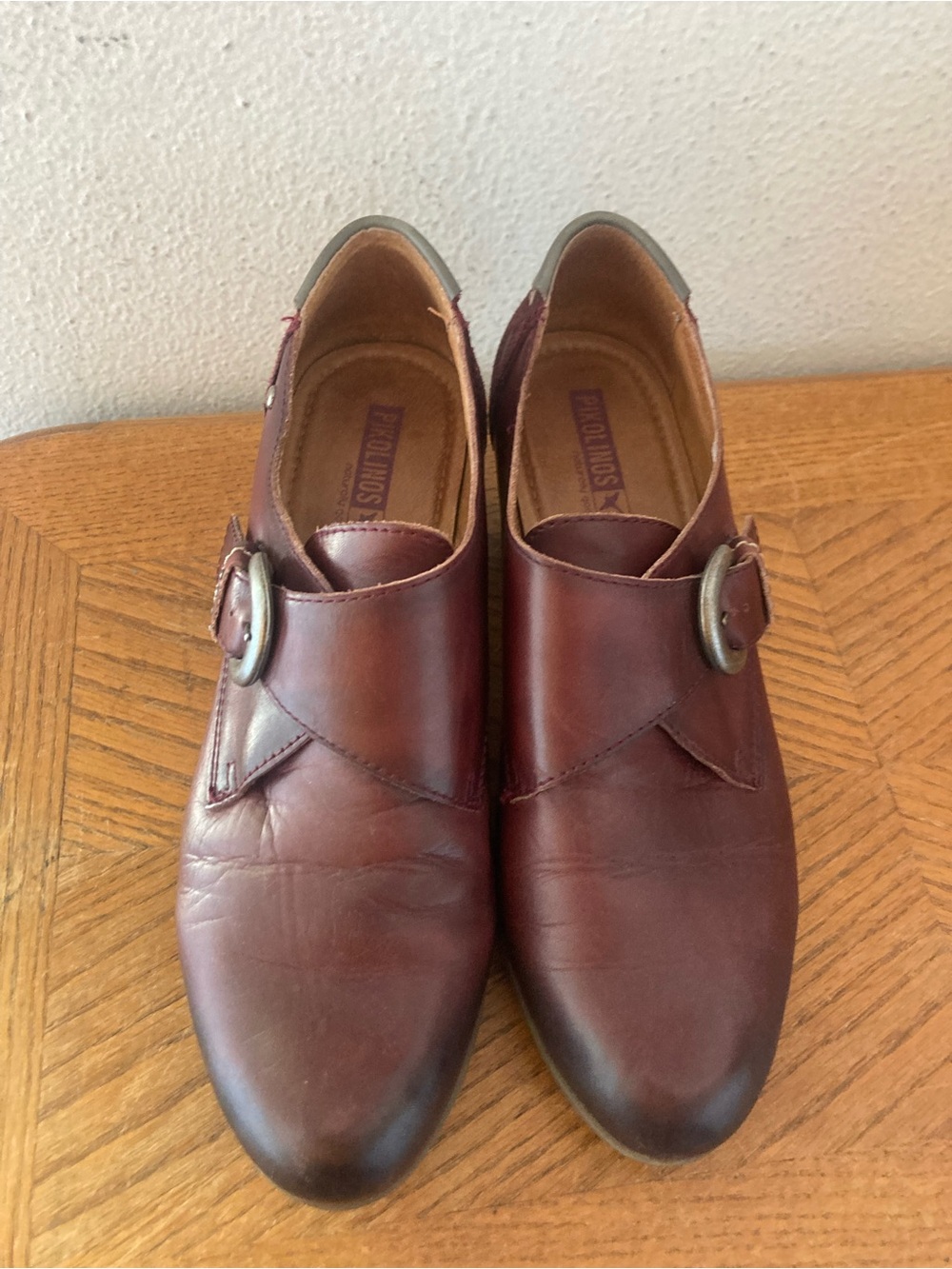 PIKOLINOS Chestnut Brown Leather Buckled Academia Sophisticate Shoes 39 (US8.5)